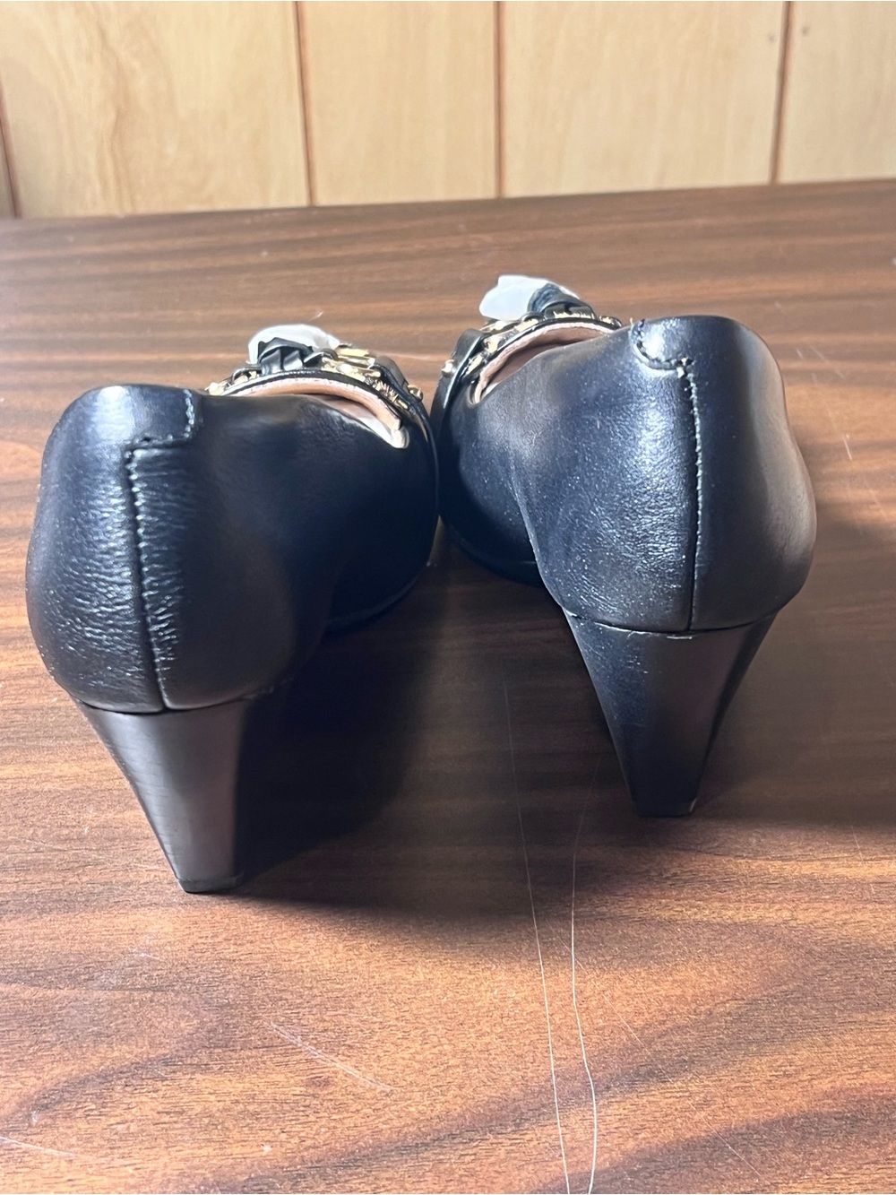 Söfft Aldora Black Leather & Leopard Calf Hair Wedge Heels Size 9 - Picture 5 of 8